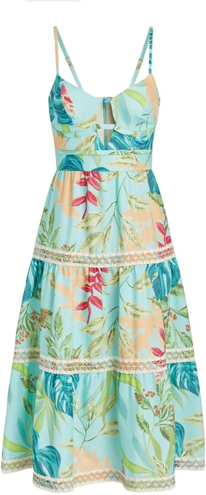 Amazon.com: Patbo, Tropicalia Jute-Trim Midi Dress, 6, Island Blue : Luxury Stores | Amazon (US)