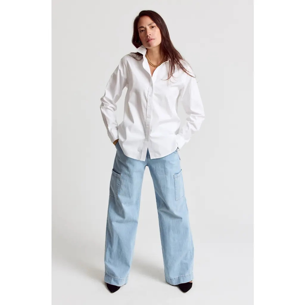 The Shirt by Rochelle Behrens The Boyfriend Shirt in White at Nordstrom, Size Small | Nordstrom
