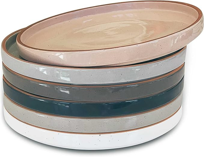 Mora Ceramic Flat Plates Set of 6-8 in - The Dessert, Salad, Appetizer, Small Lunch, etc Plate. M... | Amazon (US)