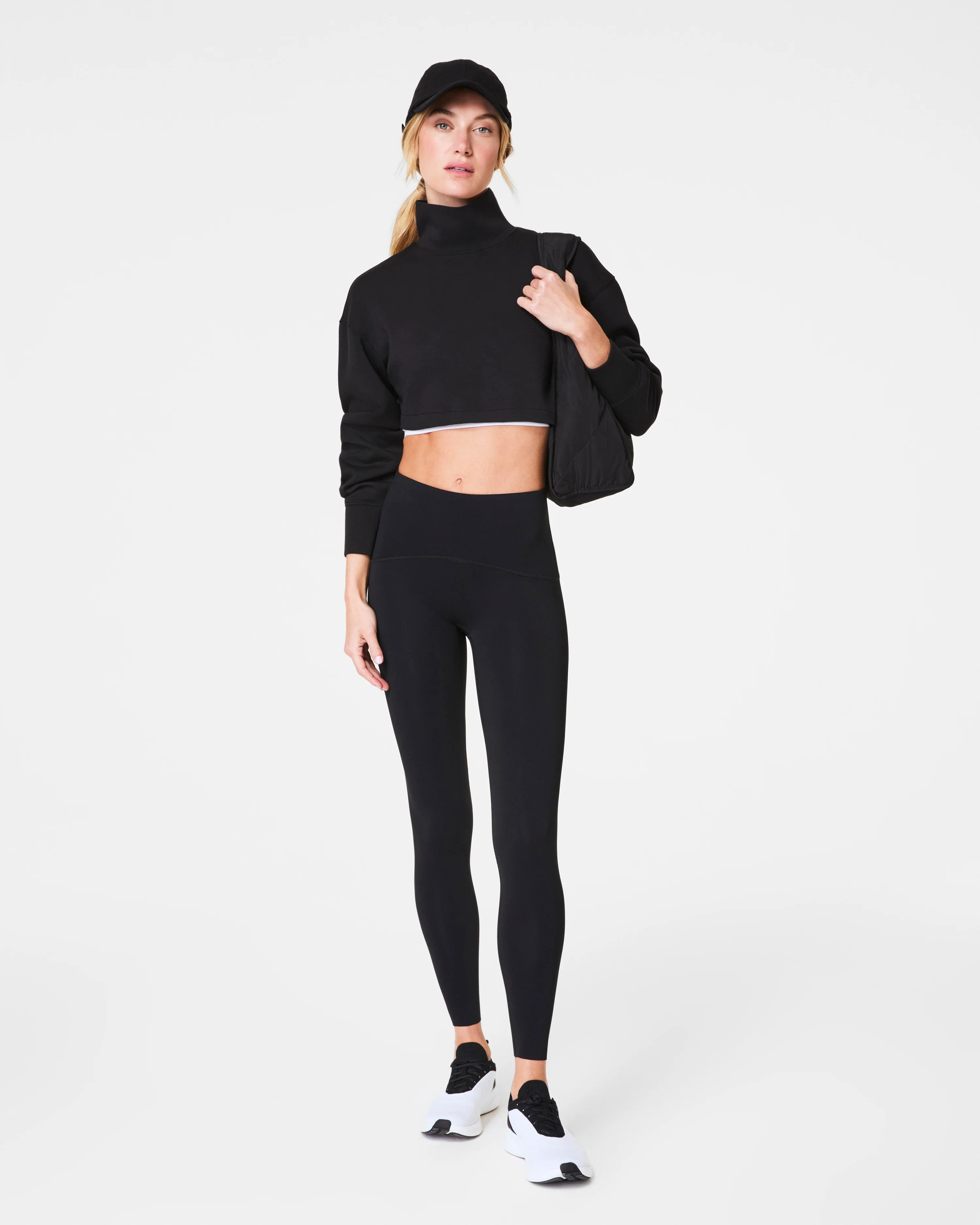 AirEssentials Brushed Cropped High-Neck Sweatshirt | SPANX | Spanx