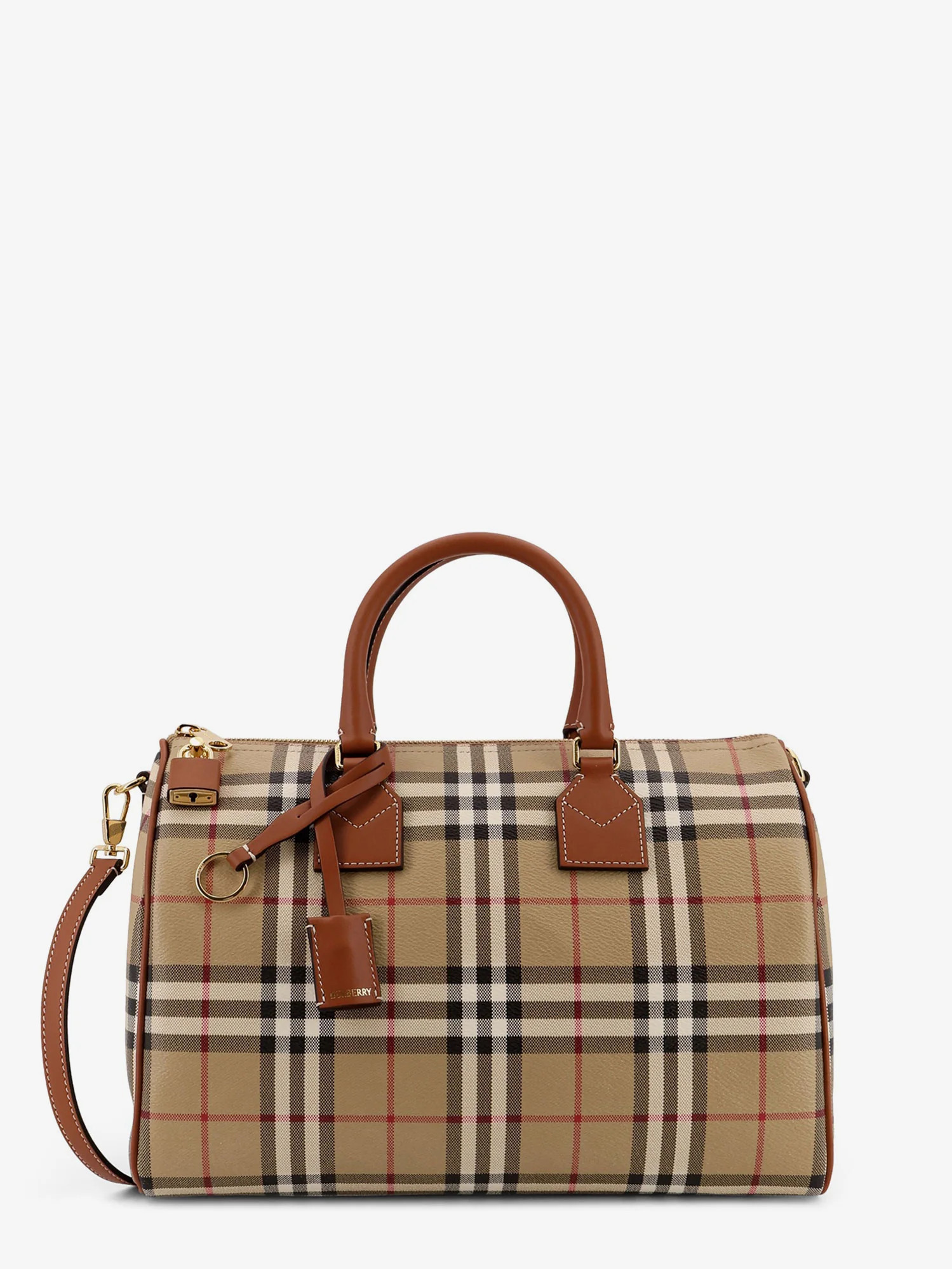 Coated canvas handbag with check pattern - Burberry, UNI | Nugnes 1920