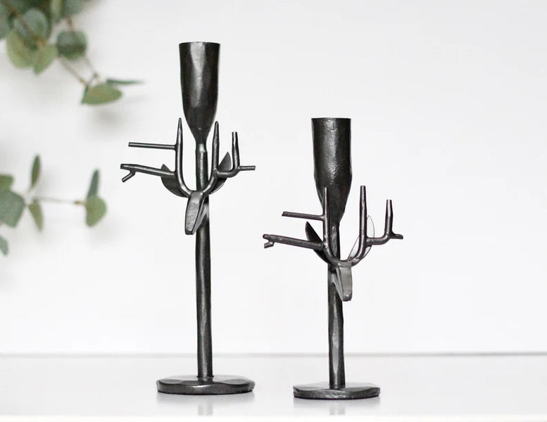 Reindeer Forged Candlestick Gunmetal | Linen & Clove