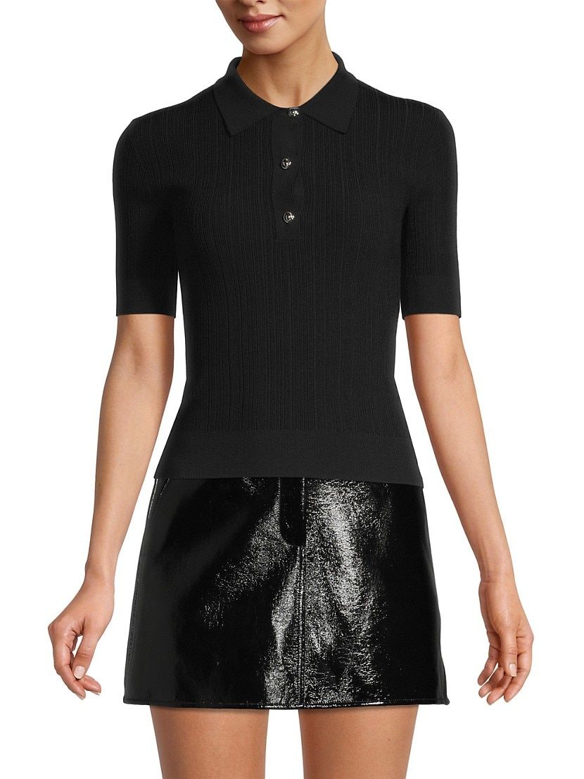 Short-Sleeve Button Polo Sweater | Saks Fifth Avenue