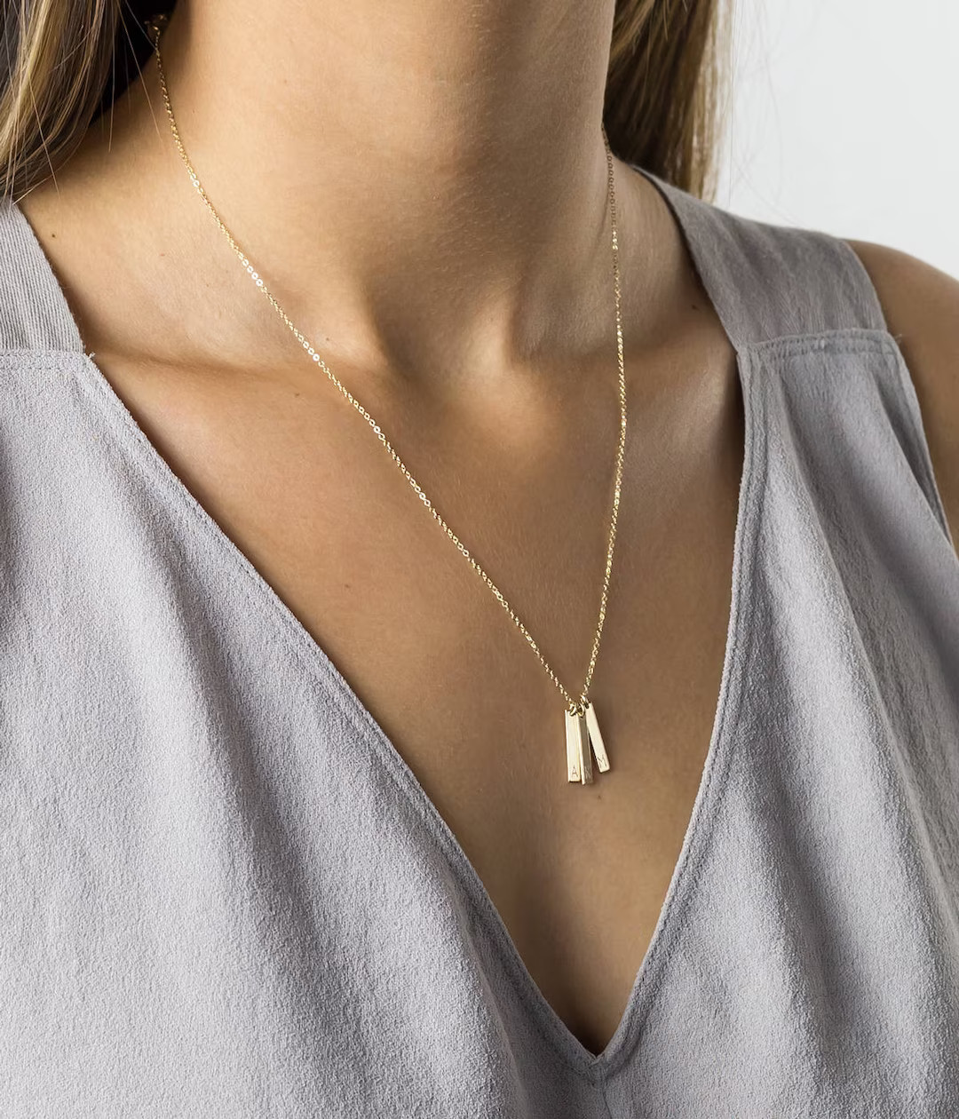 Tiny Personalized Bar Tag Necklace for Kids' Names, Coordinates, Dates | 14k Gold Fill, Sterling ... | Etsy (US)