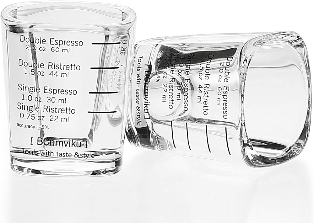 BCnmviku Espresso Shot Glasses Measuring Cup Liquid Heavy Glass for Baristas 2oz for Single Shot ... | Amazon (US)