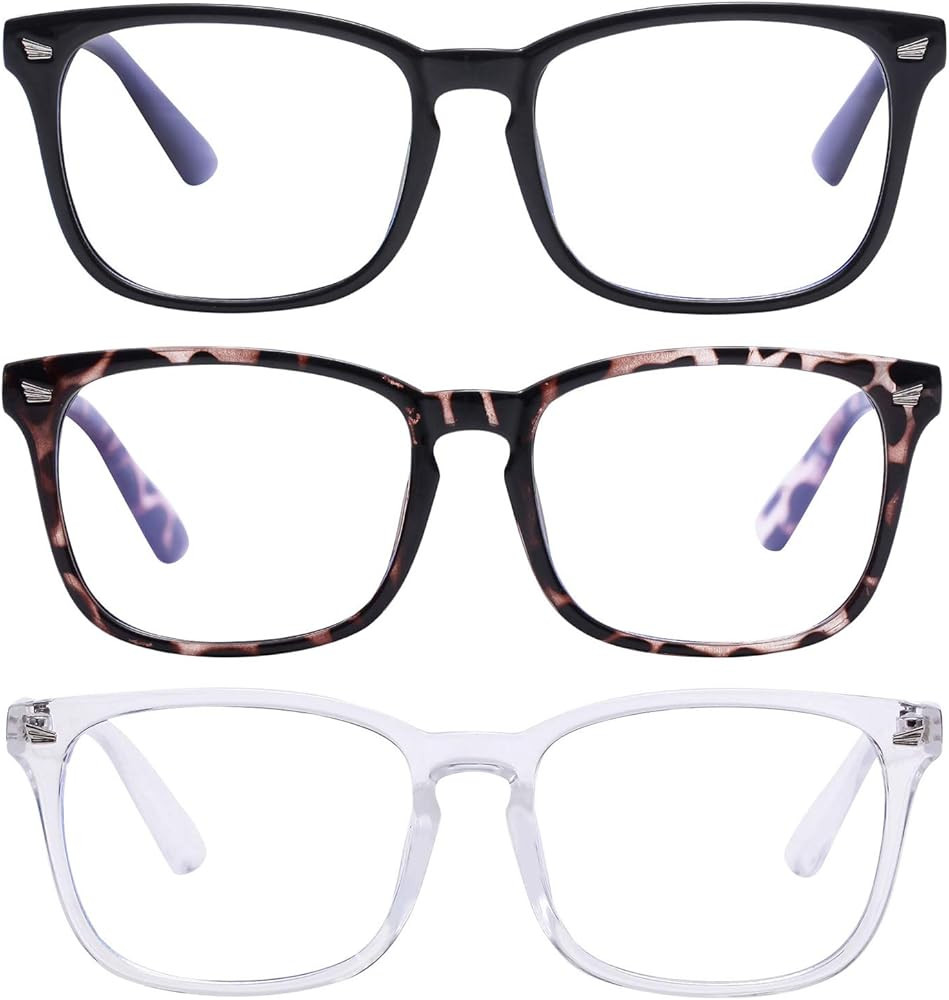 AIMADE Unisex Blue Light Blocking Glasses Blue Filter Computer Glasses (Anti Eye Eyestrain) Gaming Glasses for Women Man (3pc-Leopard-Black-White) | Amazon (US)