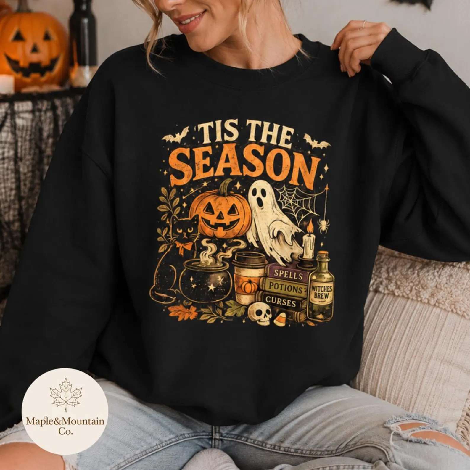 Tis the Season, vintage halloween sweatshirt, retro halloween sweatshirt, spooky season shirt, pu... | Etsy (Global)