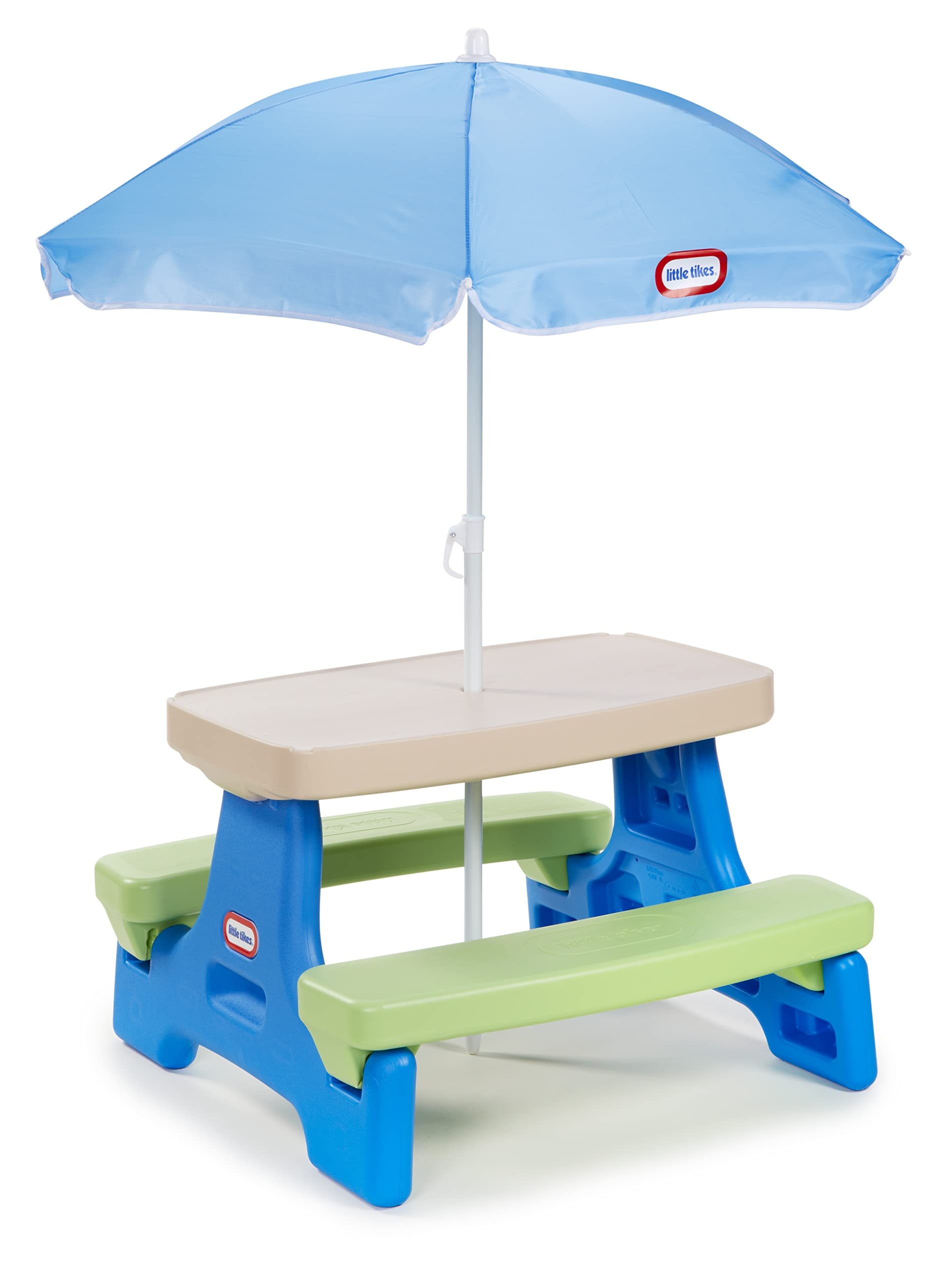 Little Tikes Easy Store Picnic Table with Umbrella, Multi Color, 42.00''L x 38.00''W x 19.75''H | Amazon (US)