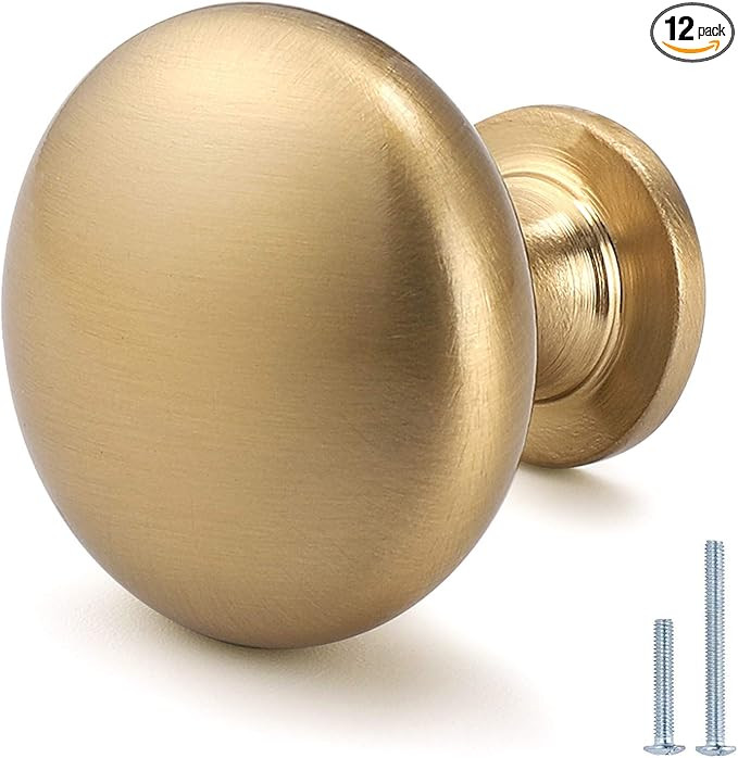 Aged Brass Knobs 12 Pack, Solid Warm Gold Cabinet Knobs, Antique Brass Drawer Knobs, Champagne Br... | Amazon (US)