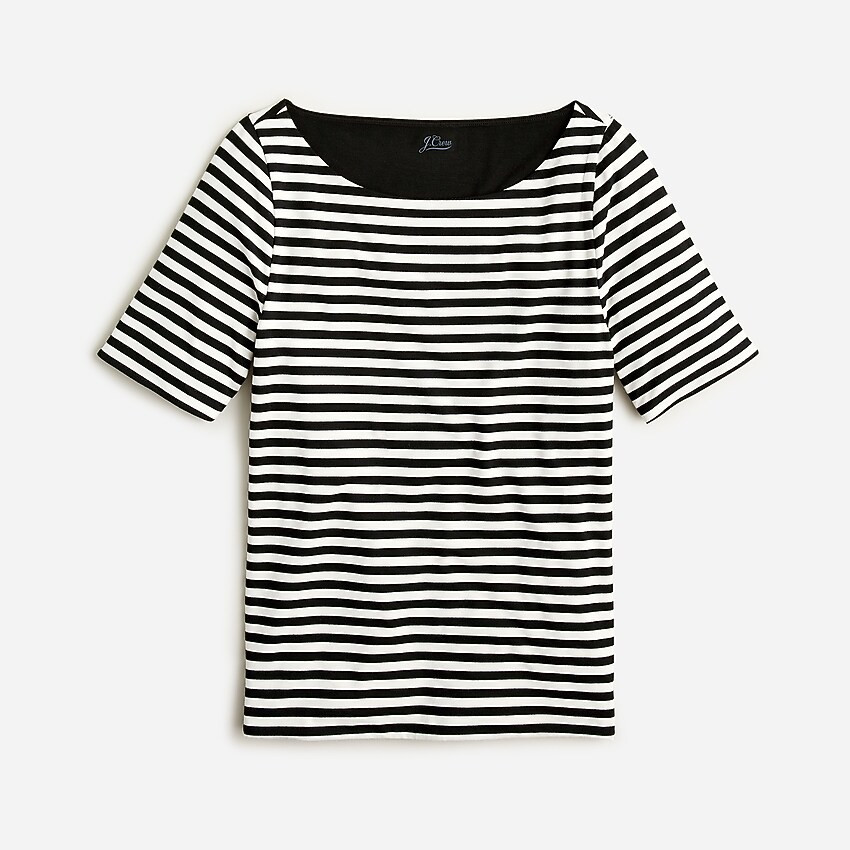 FormKnit boatneck elbow-sleeve T-shirt in stripe | J. Crew US