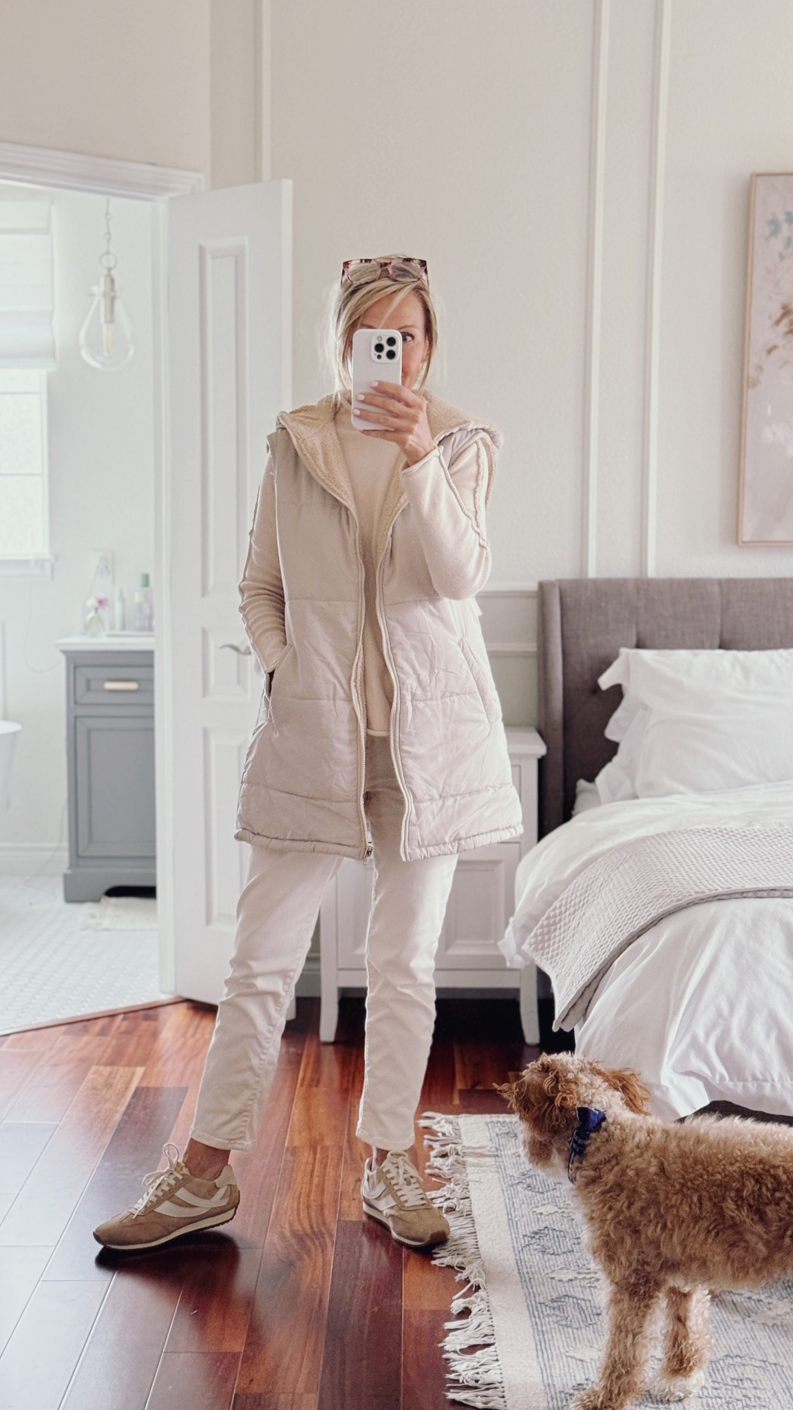 This fleece lined vest is the perfect layering piece for chilly days!  It has a hood and large pockets, which I love. Wearing a size small in light khaki  

#LTKStyleTip #LTKFindsUnder50 #LTKOver40