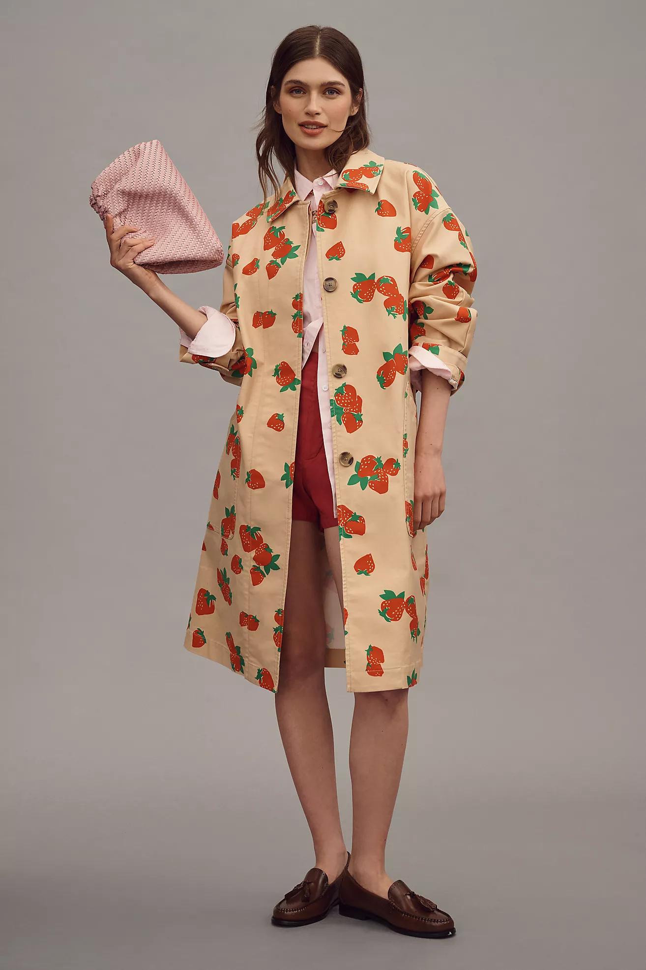 Maeve Strawberry Printed Car Coat | Anthropologie (US)