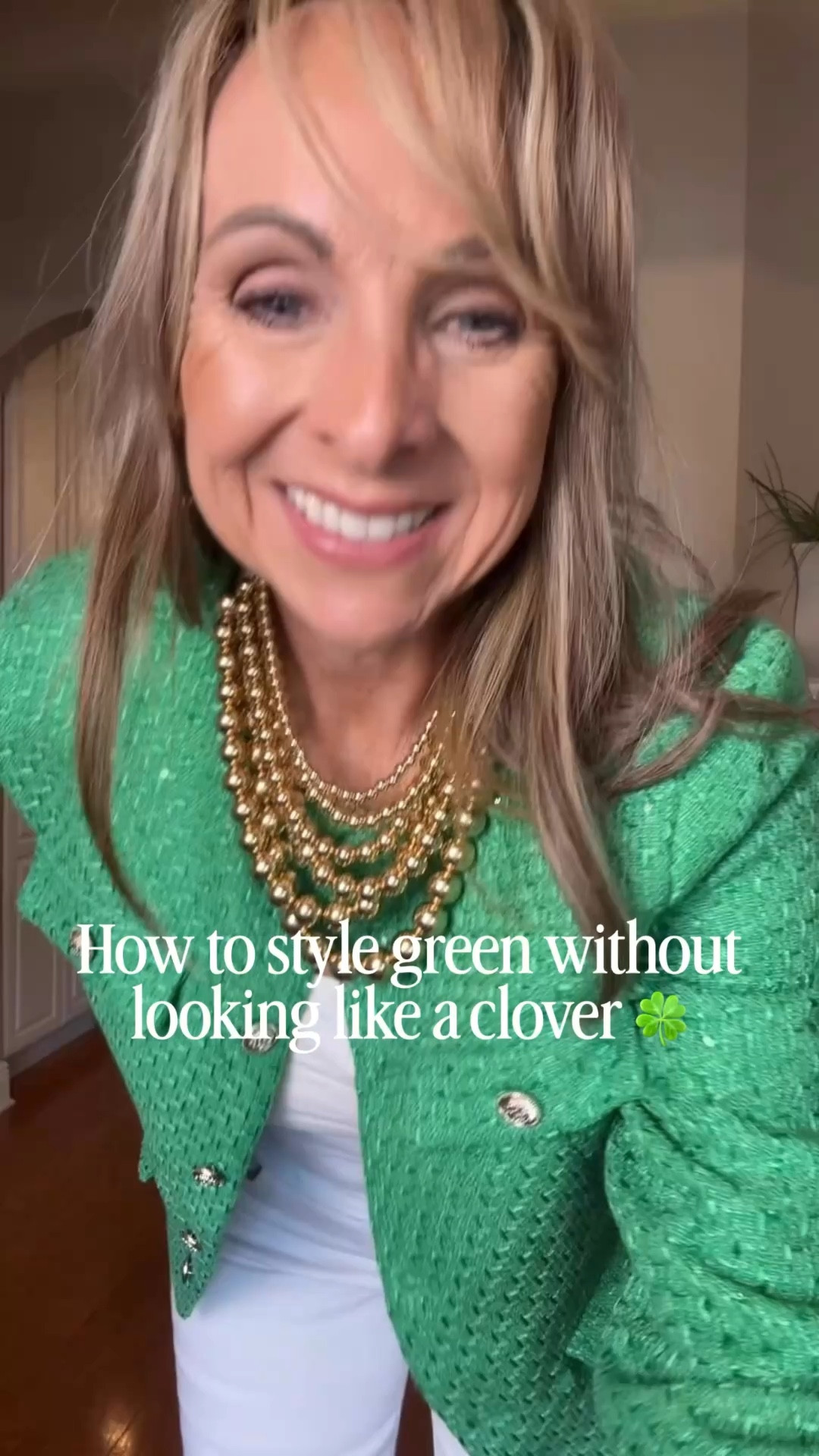 Lucky you! I have a simple outfit featuring this green tweed blazer. Simple yet chic! 
Runs TTS.
Spring fashion spring outfit ideas 

#LTKootd #LTKOver40 #LTKSaleAlert