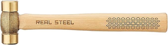 REAL STEEL 0421 Solid Brass Non-Sparking Hammer, Hickory Wood Handle, 20-Ounce | Amazon (US)