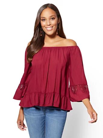 Crochet-Detail Off-The-Shoulder Top | New York & Company