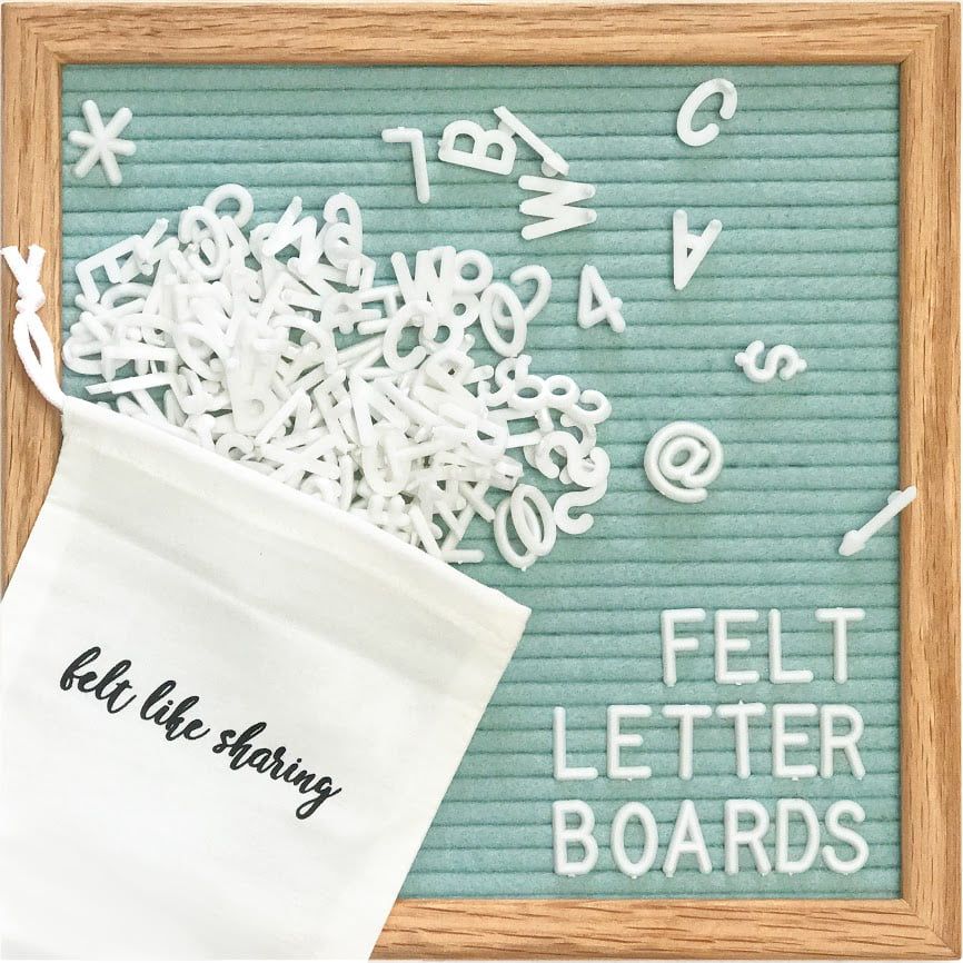 Seafoam Green Felt Letter Board with Letters (10x10 Inch) Sturdy Oak-Framed Felt Board with White... | Walmart (US)