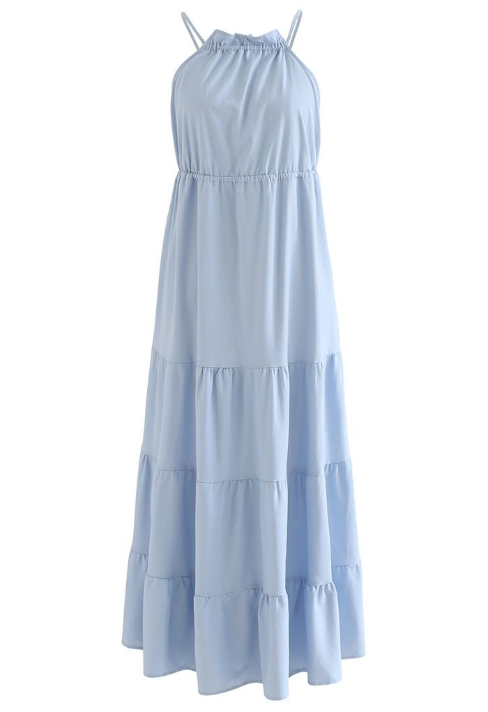 Open Back Panelled Cotton Maxi Dress | Chicwish