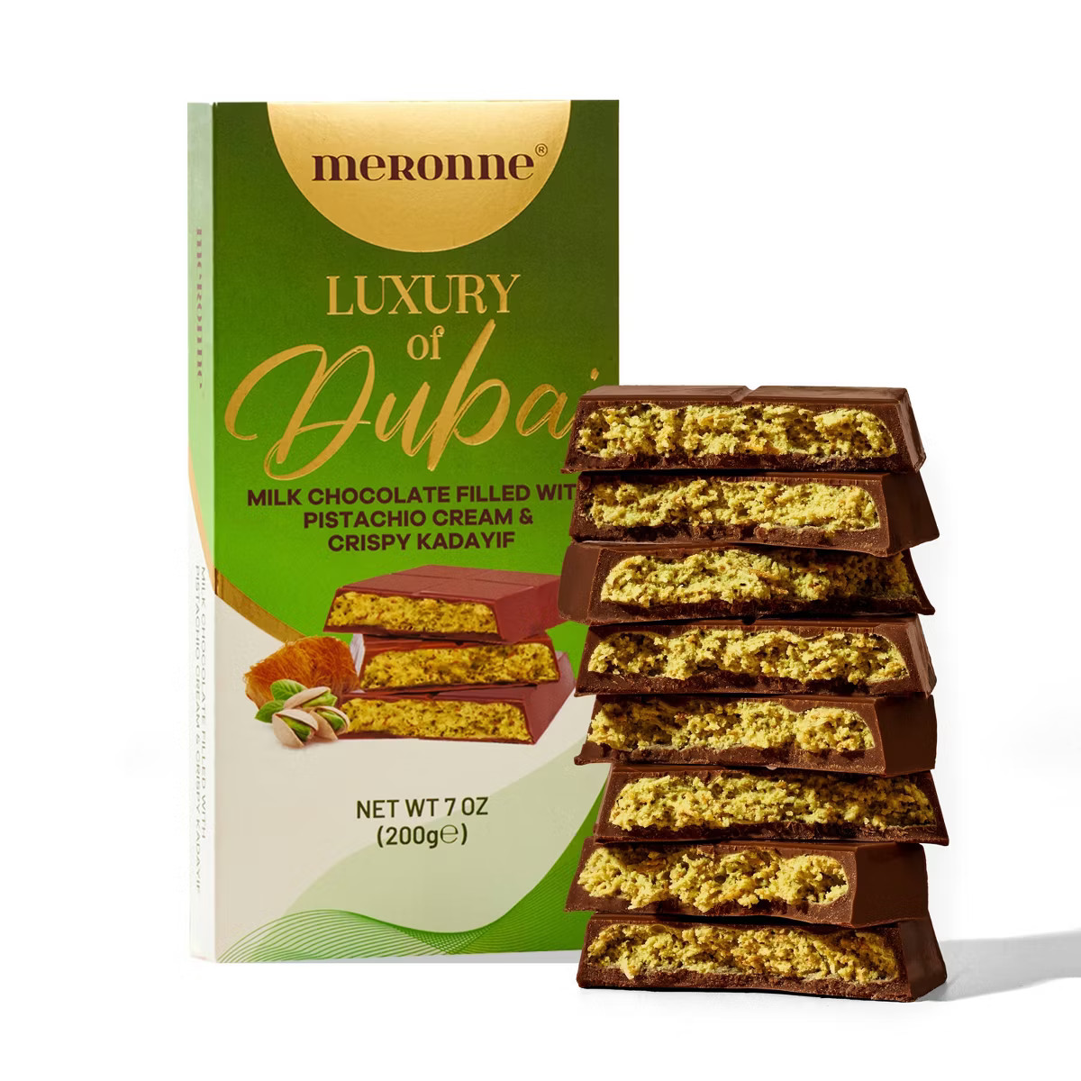 Meronne Dubai Milk Chocolate Filled with Pistachio Cream & Crispy Kadayif - 7oz | Target