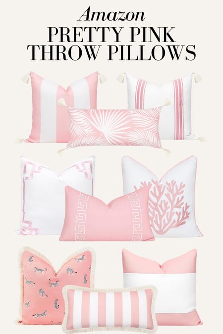 Amazon throw pillows! Throw pillow covers, pink throw pillows, striped throw pillows, tropical throw pillows, indoor pillow, outdoor pillow, patio decor, coastal pillows

#LTKhome #LTKfindsunder50