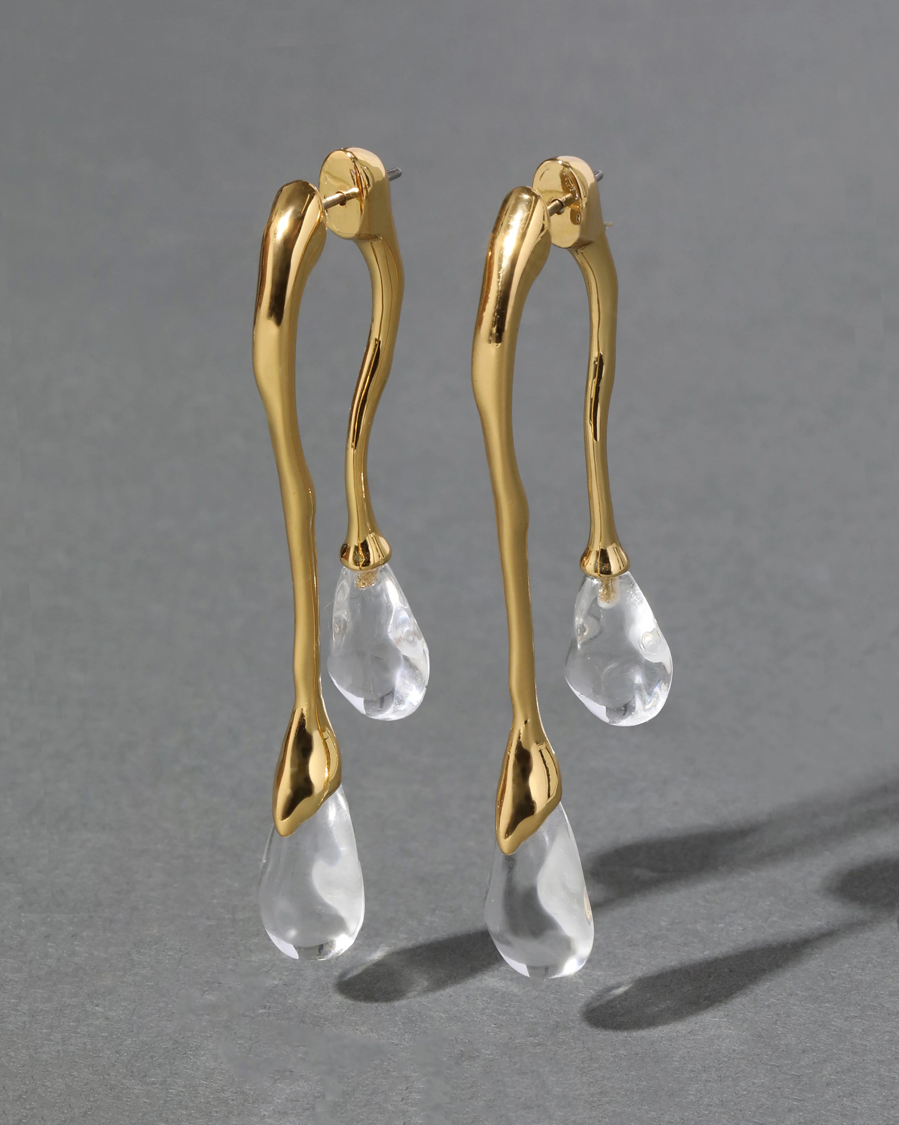 Lucite Front Back Double Drop Earrings - Clear | ALEXIS BITTAR | Alexis Bittar