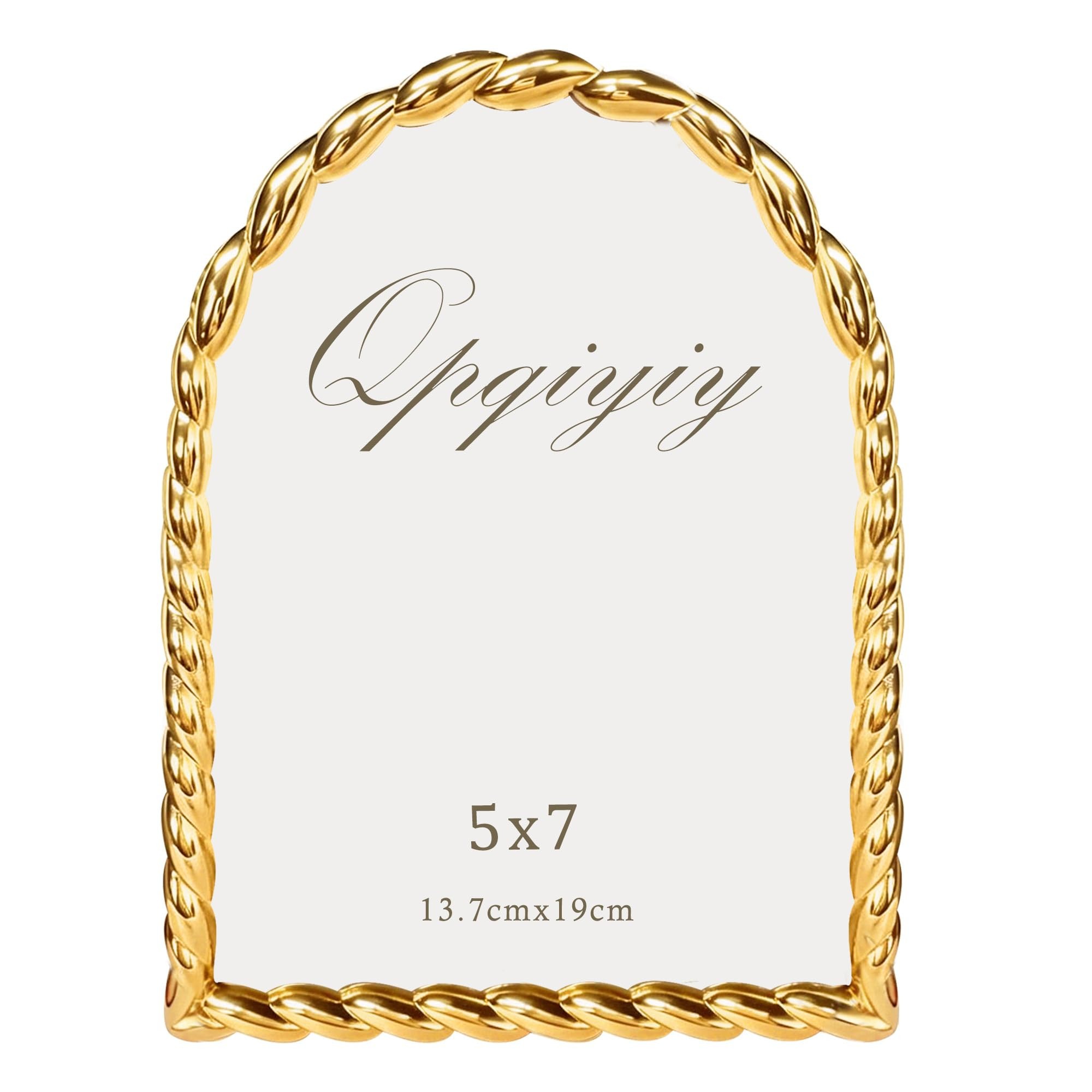 Gold 5x7 Picture Frame, Real Glass Metal Cute Picture Frames, Unique Arched Rope Design, Tabletop... | Amazon (US)