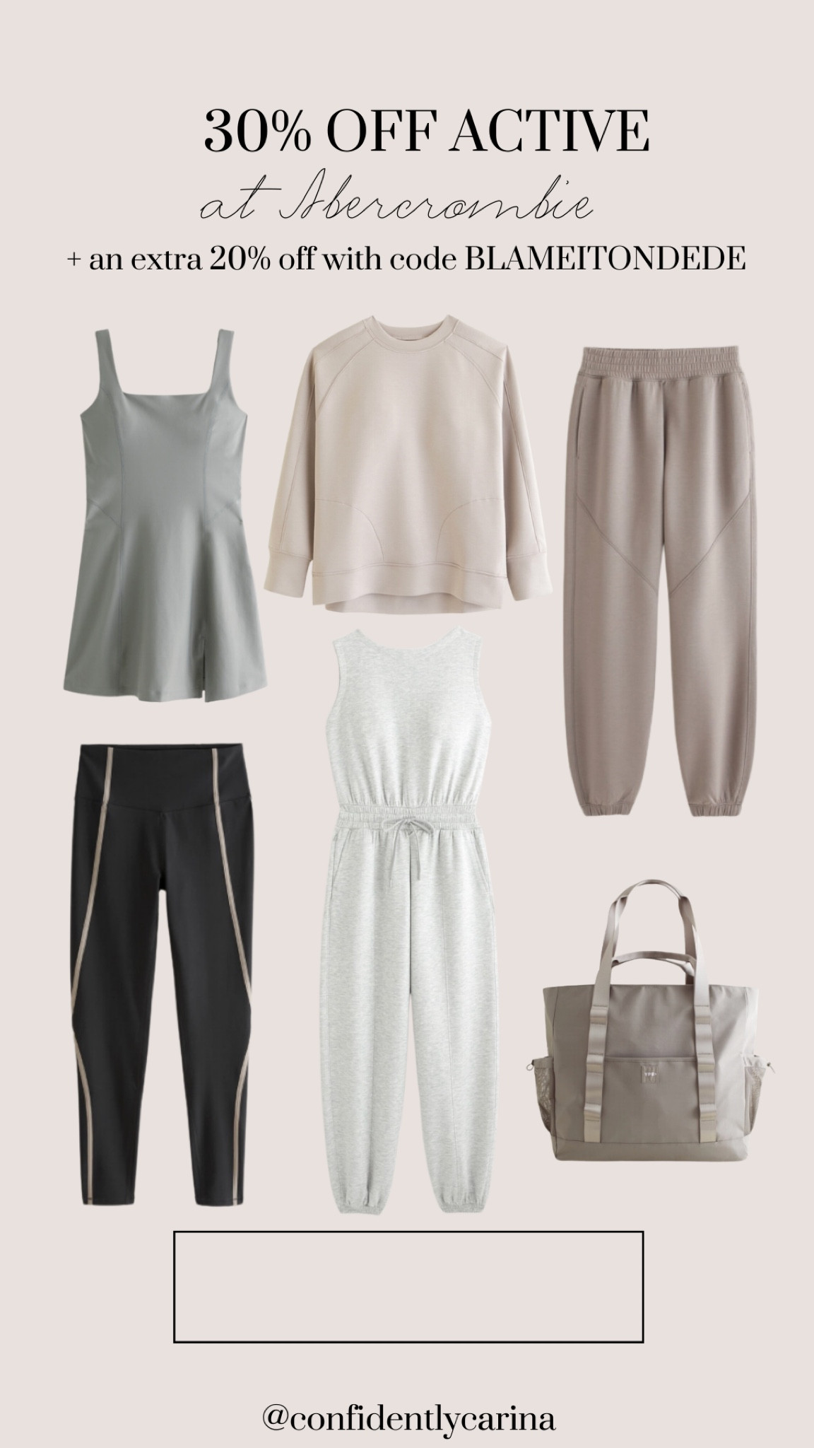 30% off or YPB active at Abercrombie + an extra 20% off with code BLAMEITONDEDE 🩷 

#LTKfindsunder50 #LTKsalealert #LTKfitness