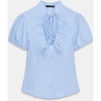 Zara - Tied Poplin Top - Light Blue - Xl - Woman | Zara US