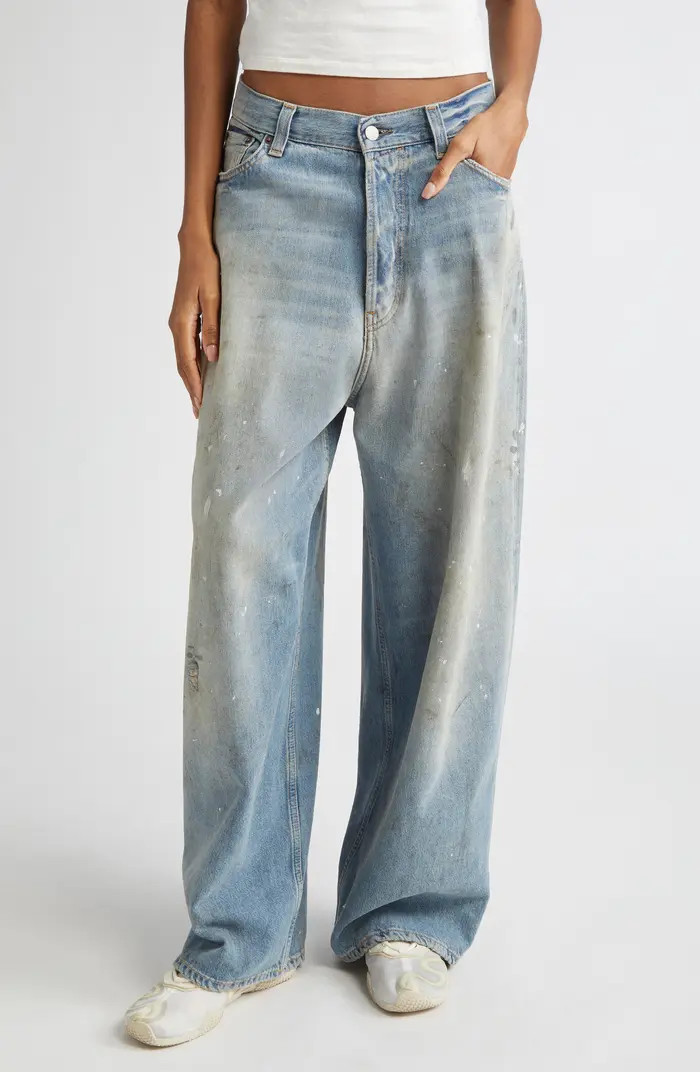 2023 Paint Splatter Baggy Wide Leg Jeans | Nordstrom