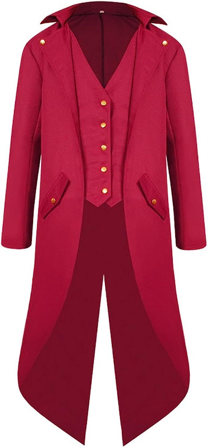 H&ZY Men's Steampunk Vintage Tailcoat Jacket Gothic Victorian Frock Coat Uniform Halloween Costum... | Amazon (US)