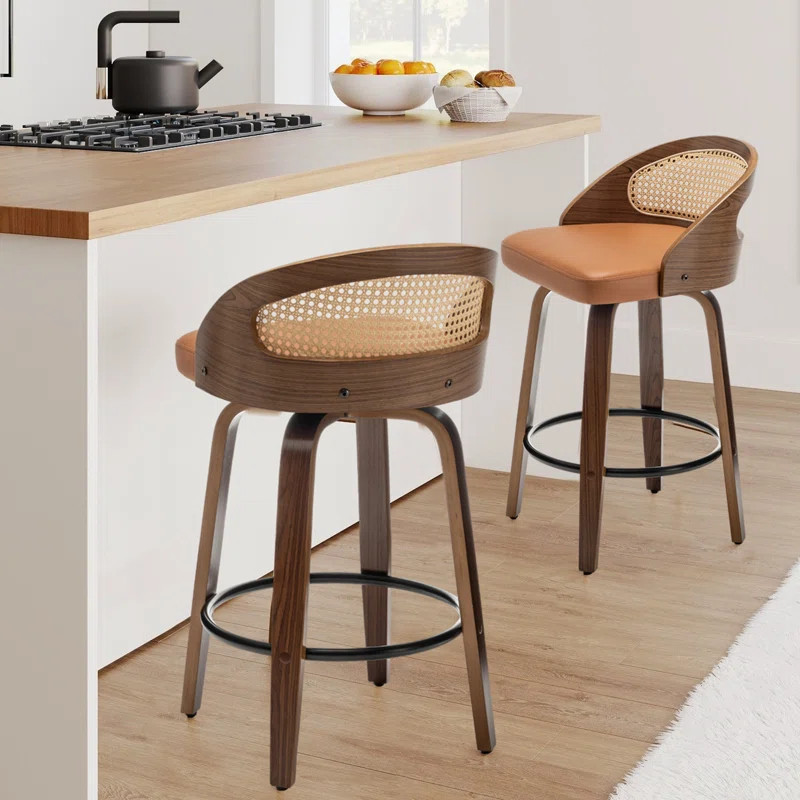 Leeana Swivel Faux Leather Counter & Bar Stools | Wayfair North America
