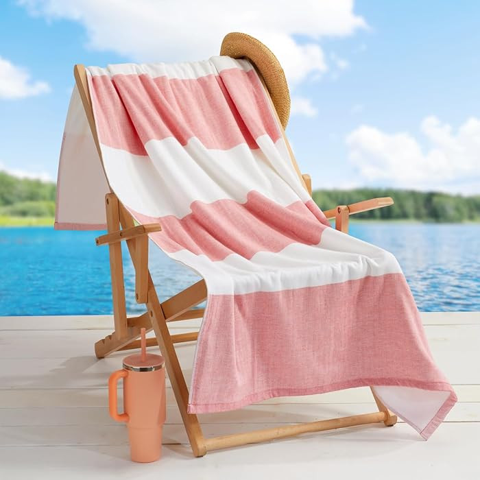 Loon & Lake Luxury Block Stripe Beach Towels | Oversized 36" x 72" | Crafted from 100% Combed Cot... | Amazon (US)