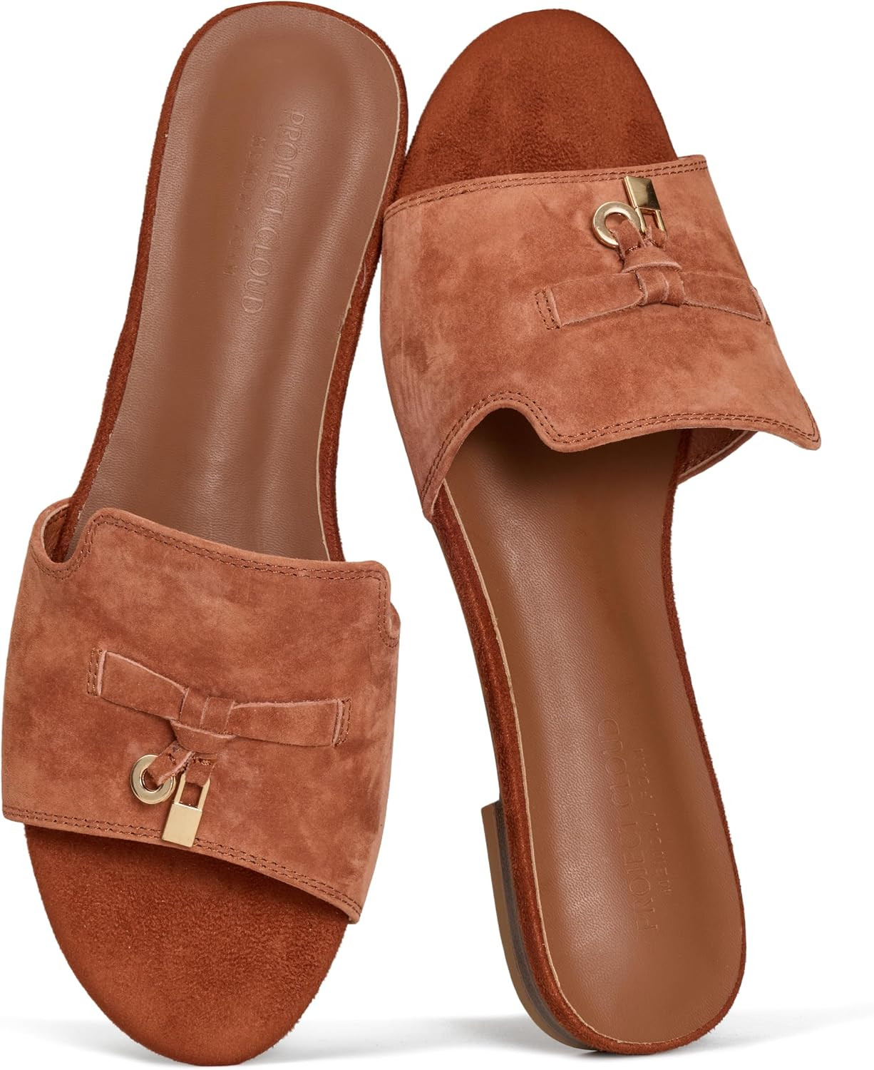Project Cloud 100% Genuine Leather Slides Dressy Flat Sandals for Women | Amazon (US)