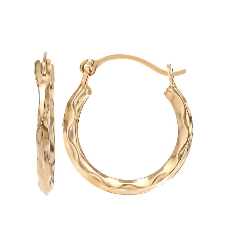 Brilliance Fine Jewelry Girl’s 14K Yellow Gold Textured Hoop Earrings | Walmart (US)