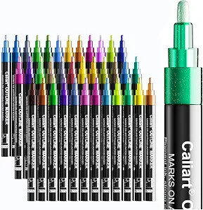 Caliart 36 Colors Outline Markers Shimmer Glitter Pens, Cool Fun Craft Metallic Drawing Marker Se... | Amazon (US)