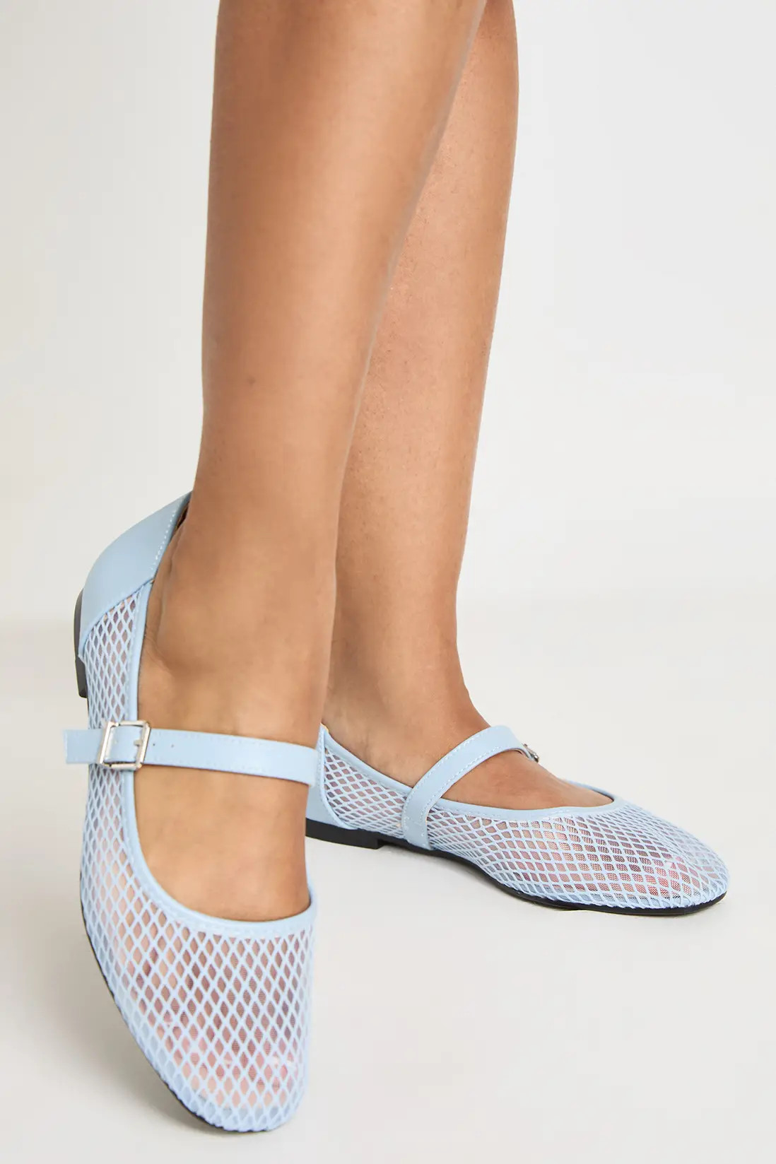 Light Blue Mesh Ballet Flats | Boohoo | Boohoo.com (UK & IE)