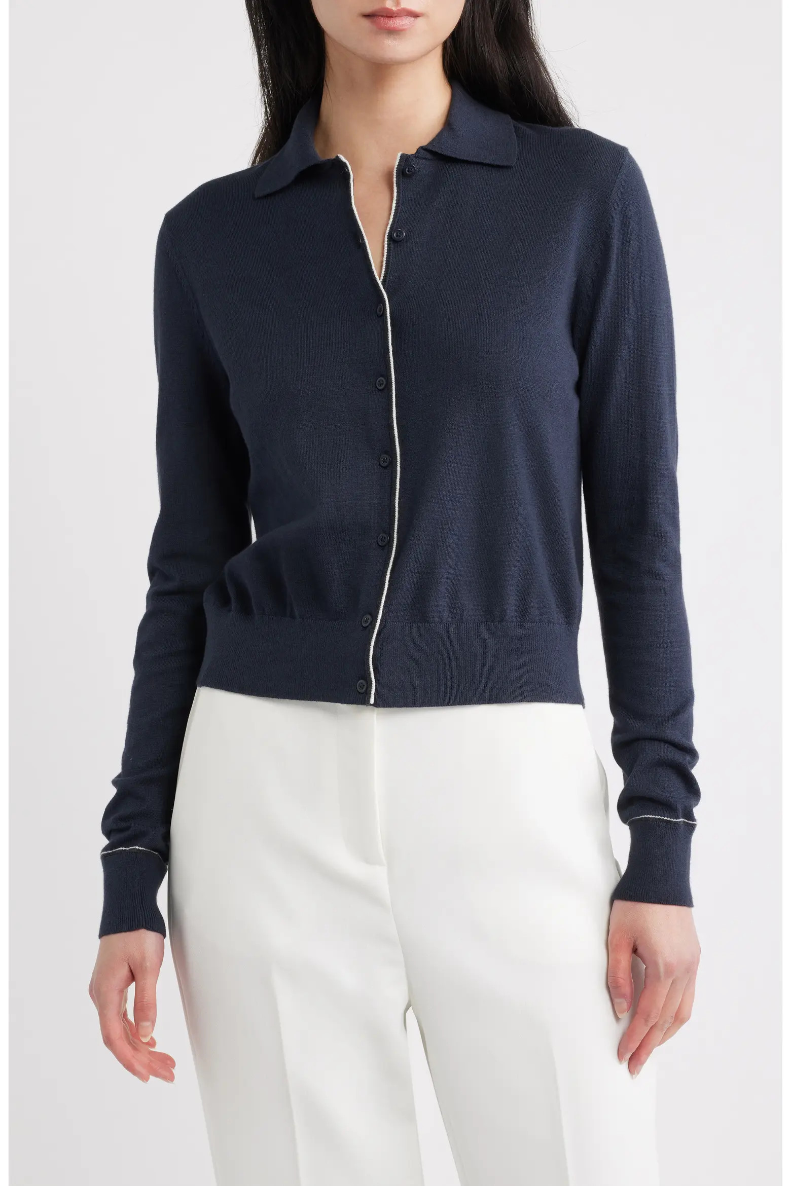 Cotton & Cashmere Blend Tipped Cardigan (Women) | Nordstrom | Nordstrom