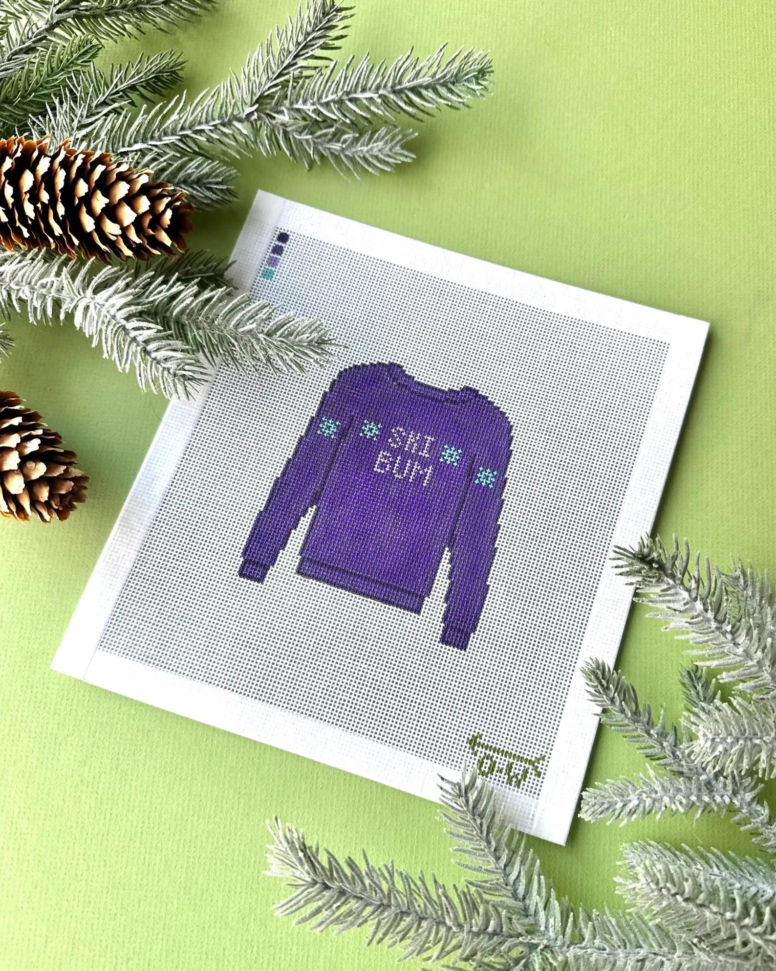 Ski Sweater Hand Painted Needlepoint Canvas: 18 Mesh | Etsy (US)