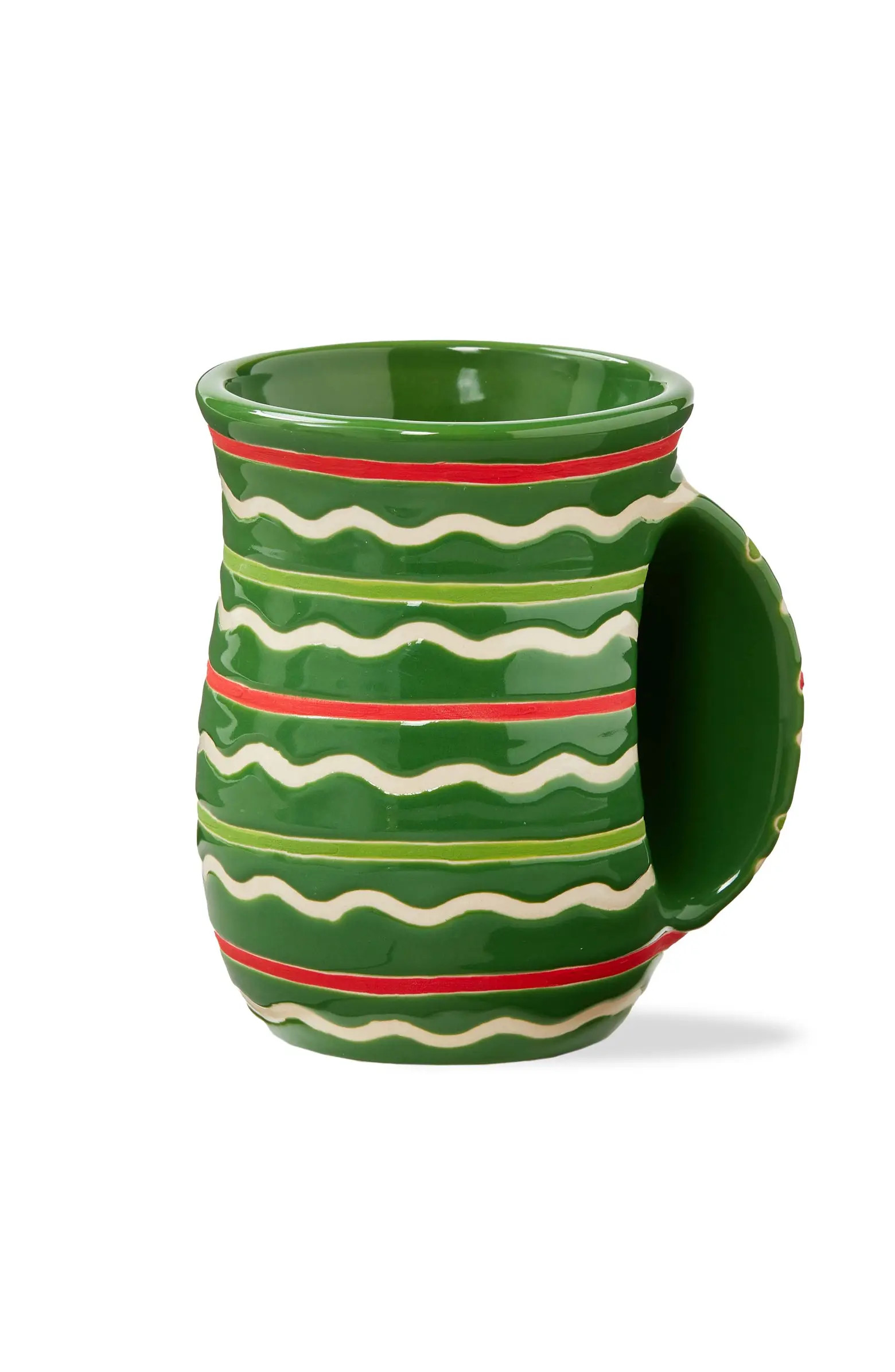 Festive Stripe Handwarmer Mug Green Multi Ceramic Drinkware | Nordstrom