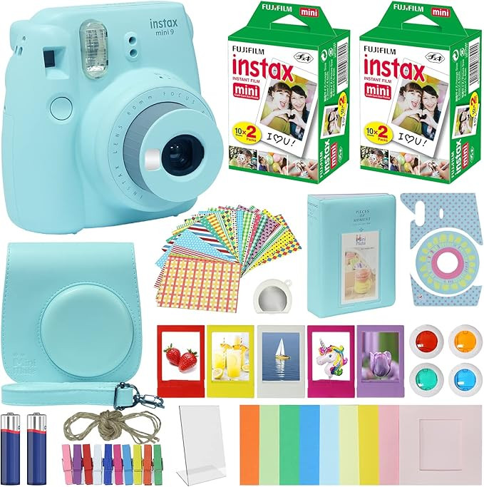 Fuji Instax Mini 9 Instant Camera ICE Blue w/Case + Fuji Instax Film Value Pack (40 Sheets) for F... | Amazon (US)