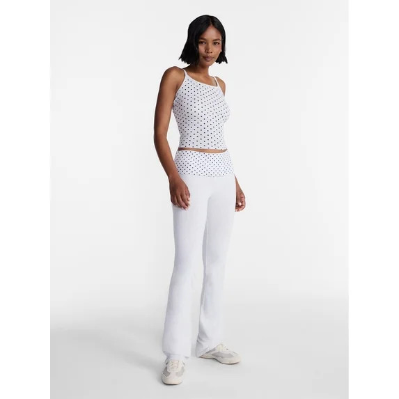 No Boundaries Foldover Cotton Blend Flare Pants, 33" Inseam, Women's XS-XXL | Walmart (US)