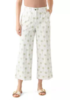 Women's Wide Leg Cropped Printed Chino Pants | Belk