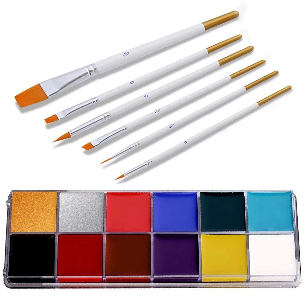 12 Colors Face Body Paint Oil Art Make Up with 6Pcs Pen Halloween Party Kit New | Walmart (US)
