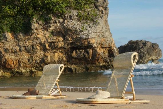 Handmade Folding Rattan Beach Chair, Include Strap and Visor (FREE) | Etsy (US)