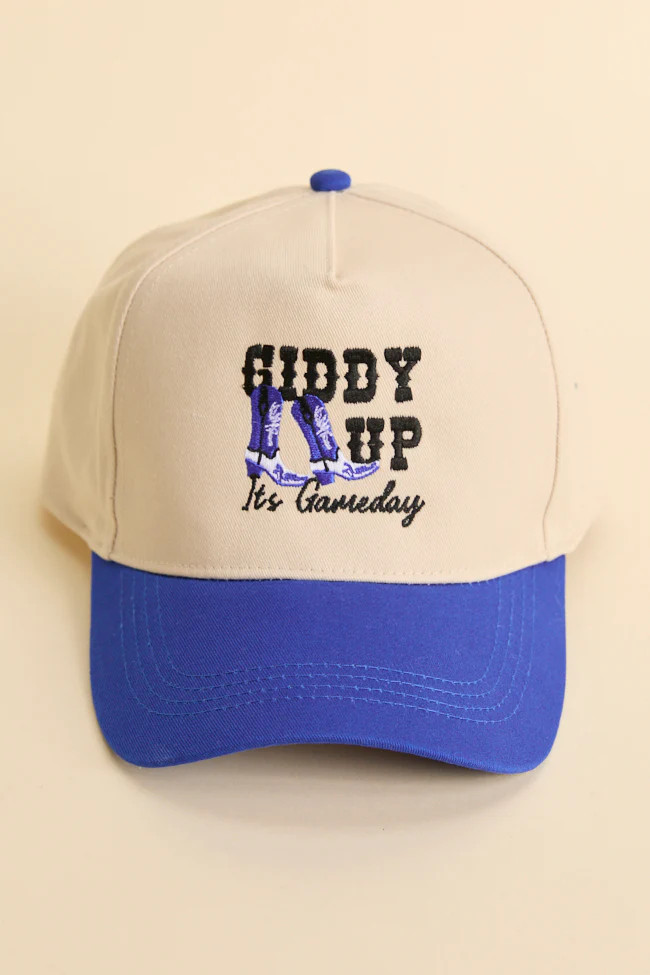 Giddy Up It's Gameday Blue Trucker Hat FINAL SALE | Pink Lily