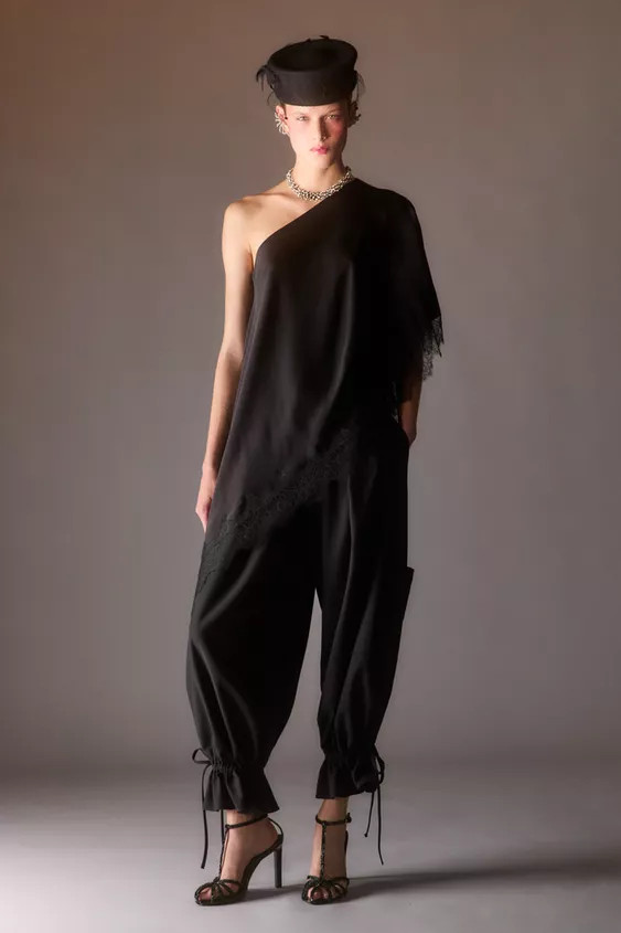 ZW COLLECTION ASYMMETRIC LACE TOP | Zara UK