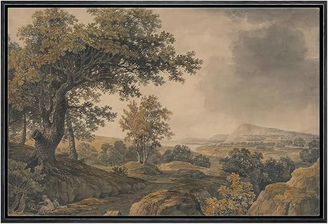MUDECOR Framed Canvas Print Wall Art Antique Landscape Serene Tree and Mountain Scene Illustratio... | Amazon (US)
