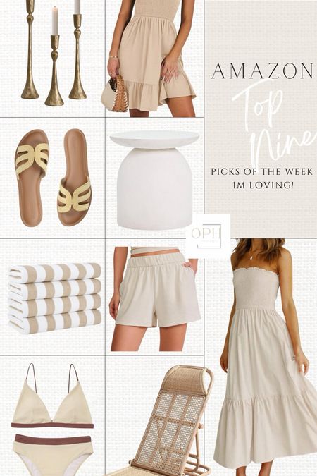 Top nine Amazon home and fashion picks of the week! 

Summer dresses, tan dresses, midi dress, sundress, striped beach towels, beach chair, beach essentials, poolside essentials, concrete end table, white accent table, neutral bikini, sandals, slides, gold candlesticks, brass candle holders, lounge shorts, ribbed shirts, athleisure, summer fashion, summer outfit

#LTKStyleTip #LTKSeasonal #LTKHome