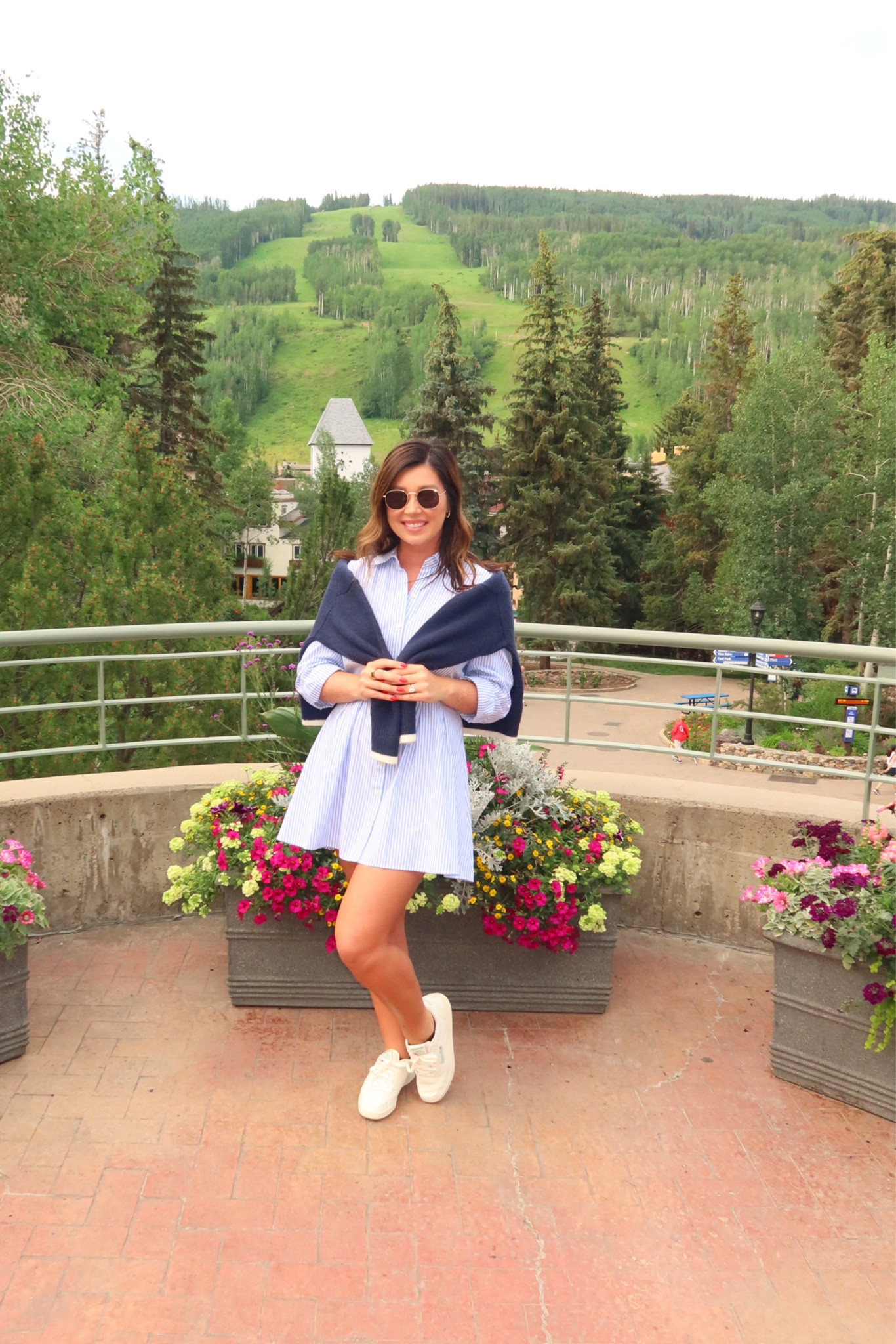 My striped Abercrombie dress is limited stock on clearance right now. I did a size medium. Sweater is old but any navy sweater would give you the same look  

#LTKStyleTip #LTKSaleAlert