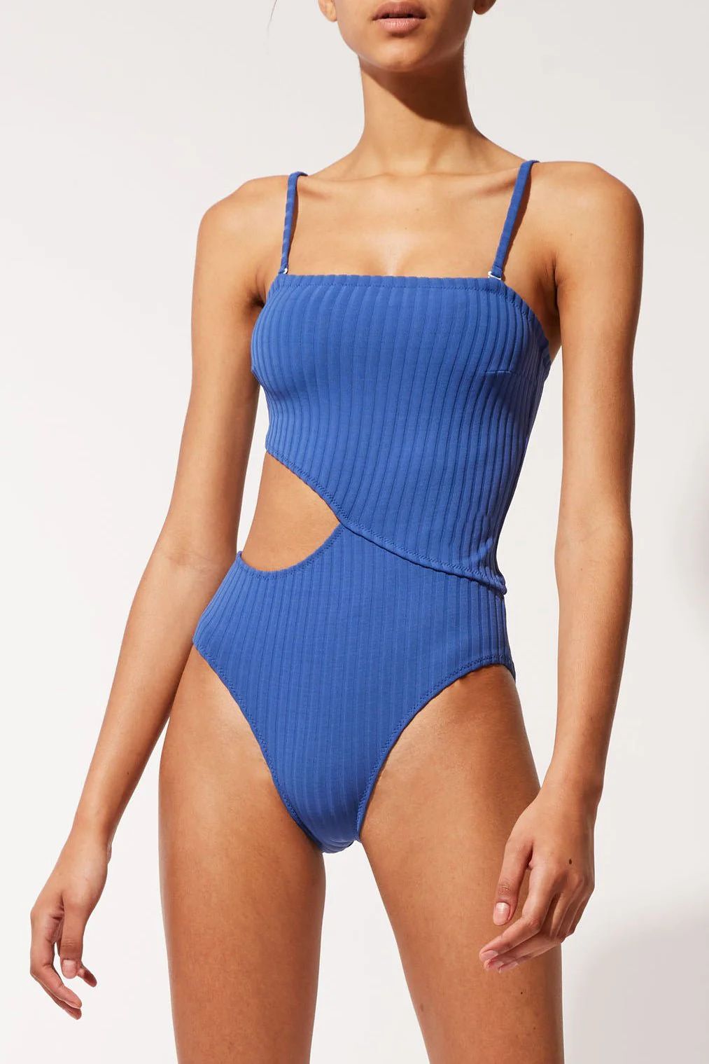 The Cameron One Piece in Solid Rib Varsity Blue | Solid & Striped