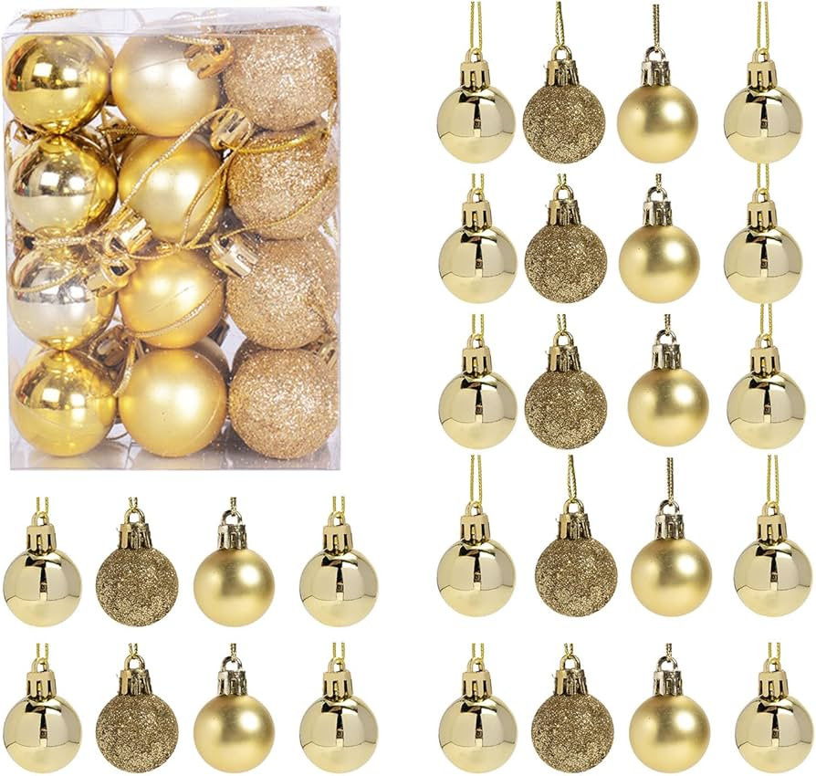 GOOTRADES Set of 24 Mini Shatterproof Christmas Balls Tree Ornaments Party Decoration, 3cm/1.18''... | Amazon (US)